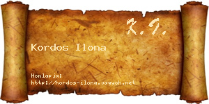 Kordos Ilona névjegykártya